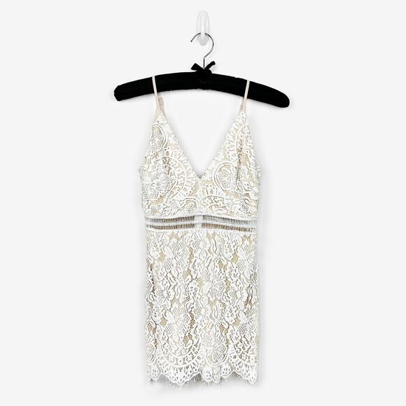 Superdown Remi Lace Mini Dress Small Cream Glam Party Event Wedding Guest - Picture 1 of 4